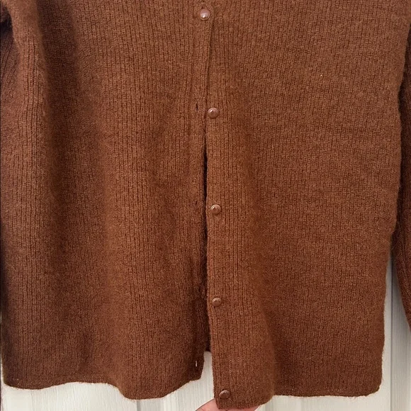 Sezane Brown V-Neck Barry Cardigan - Picture 3 of 5
